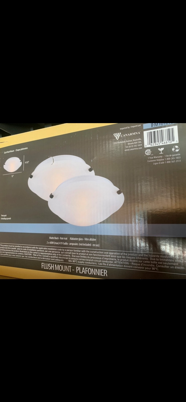 12" Flushmount light fixtures for Sale (2-Pack) in Indoor Lighting & Fans in Moncton
