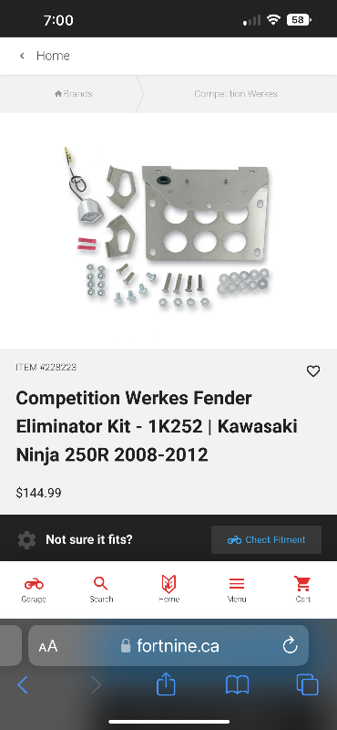 Kawasaki Ninja 250r Fender Eliminator Competition Werkes 1K252 in Other in Barrie - Image 6