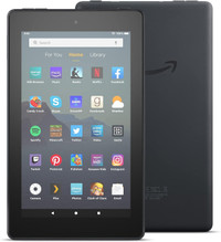 Fire 7 Tablet, 7" display, 16 GB, Black, with Folio Case