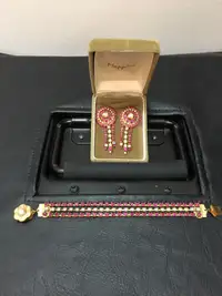 Rhinestone Earrings with Matching  Bracelet - Custom Design Set