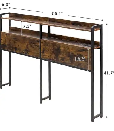 Full Headboard with Storage, Built-in Outlets & USB Ports, LED L, View more