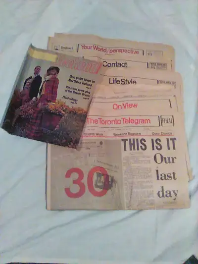 Vintage - Toronto Telegram Newspaper {Last Printing} October 30 1971. With weekend magazine, In very...