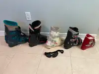 5 Pairs of Downhill Ski Boots and Goggles...