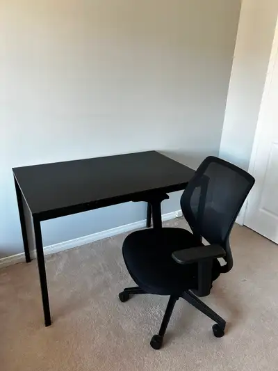 Black desk and chair, View more
