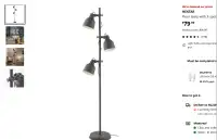 HEKTAR Floor lamp with 3-spotlights, dark gray