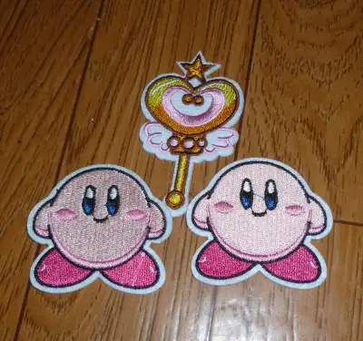 2 Kirby Patches with Wand Embroidered Iron-On, View more