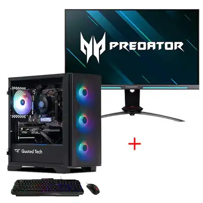 QT Shield RTX 4060 Gaming Desktop+Acer Predator 27” WQHD, View more