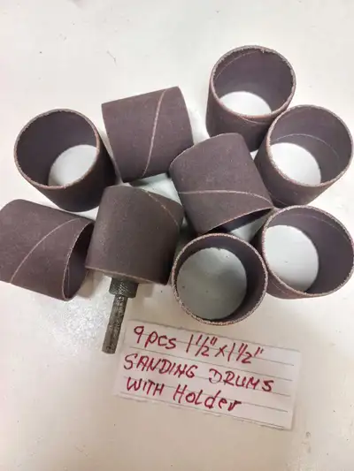 I'm selling a set of nine 1 1/2" x 1 1/2" sanding drums, complete with a holder. These sanding drums...