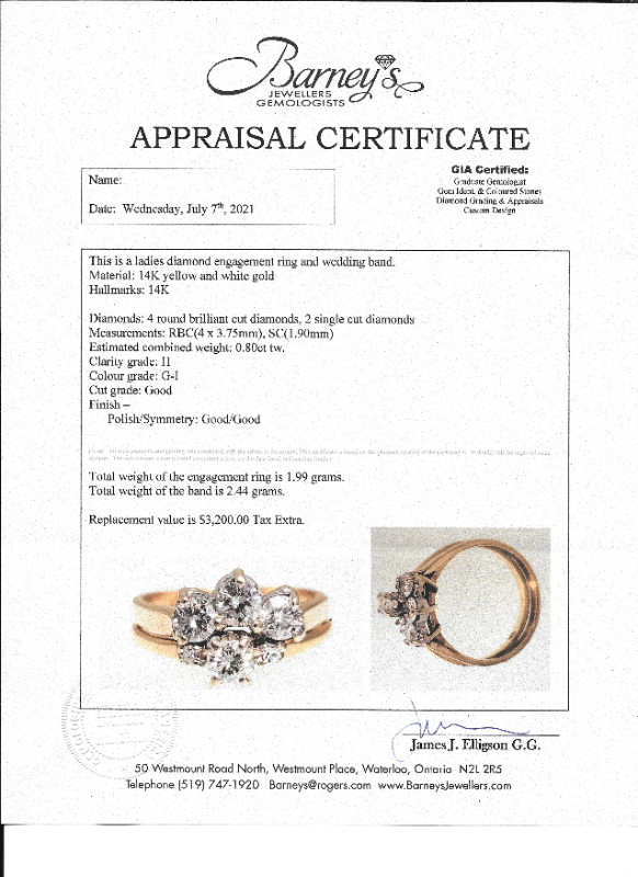 14K yellow gold diamond engagement set size 7.5 in Jewellery & Watches in Kitchener / Waterloo - Image 3