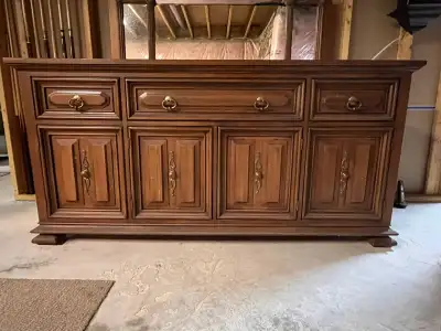 Antique Solid Wood Furniture - Hutch and Mirror, View more