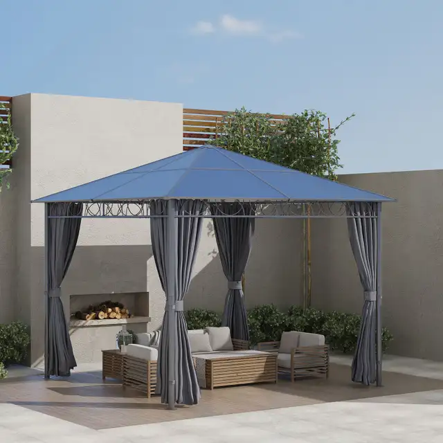 10' x 10' Polycarbonate Hardtop Gazebo, Outdoor Patio Gazebo in Patio & Garden Furniture in Markham / York Region - Image 9