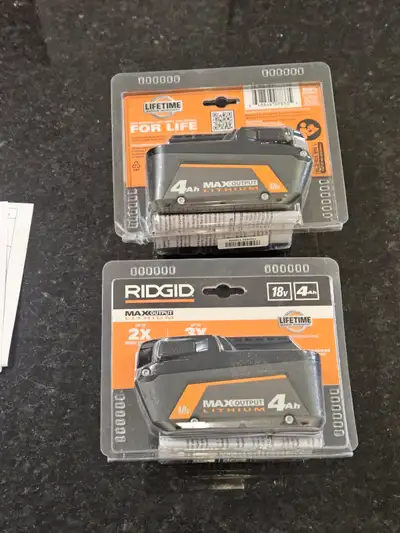 2 Ridgid 18v 4ah Max Output Batteries + 2ah, View more