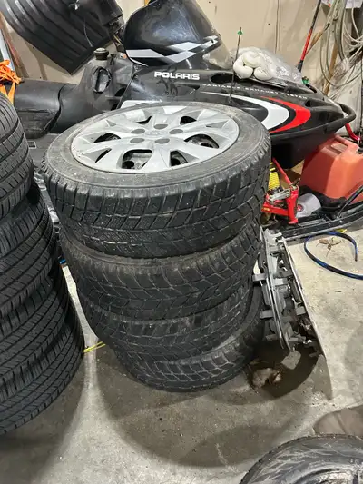 Winter tires on steel rims. Tires have at least one good season left. Bolt pattern 5 x 114.3 (will f...