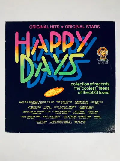 Relive the good old days with this 'Happy Days' vinyl record, featuring a collection of records the...