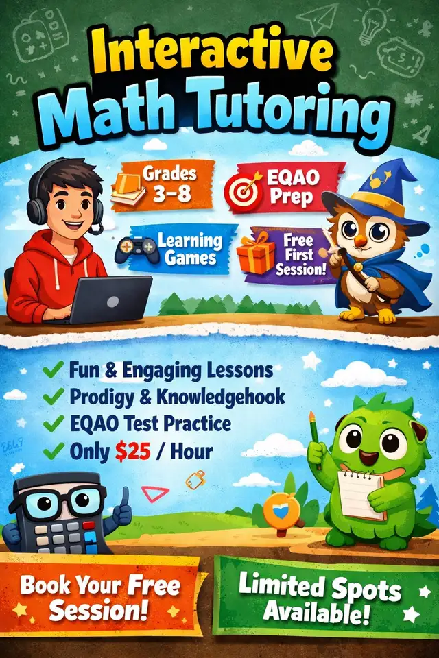 Math Tutor (Grades 3–8) | EQAO Prep | Free First Session | $25/h65712756048387120