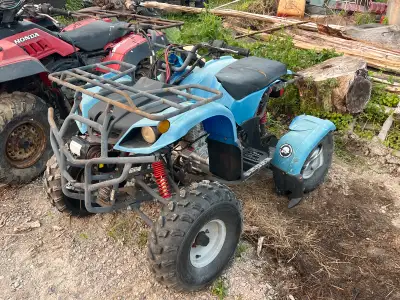 200cc atv for parts or fix it up. Electric start works runs. Rear fender and tire damaged. No time t...