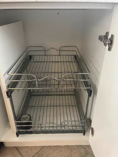 2 METAL KITCHEN PULL OUT STORAGE DRAWERS/  SHELVES/ RACKS, View more