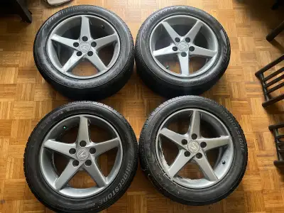 Set of 02-04 RSX Type S wheels gunmetal color on Bridgestone Potenza RE97AS all season tires. Little...