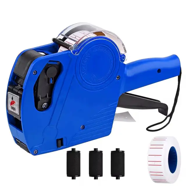 8-Digit Price Tag Gun Maker Set with 1 Roll Labels and 3 Ink Whe