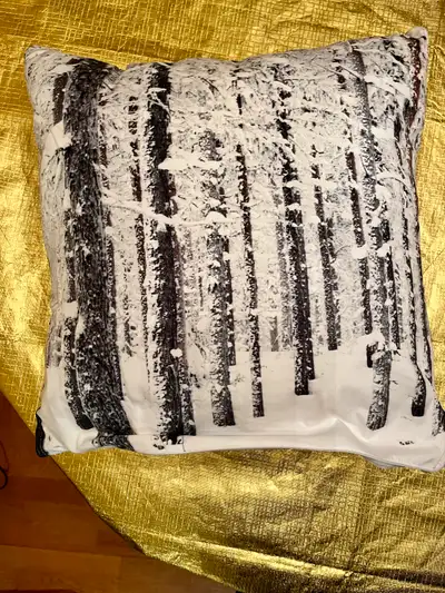 Black and White Winter Pillow which is 16” long by 16” wide and 6” deep. A lovely accent to bright a...