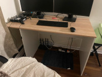 computer desk top with side table