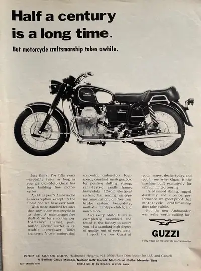 1972 Guzzi Ambassador 750 Original Ad , View more