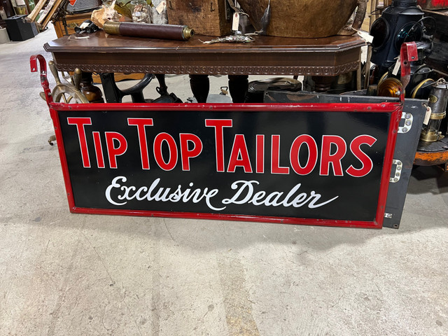 Porcelain Tip Top Tailors sign with original frame  in Arts & Collectibles in Edmonton