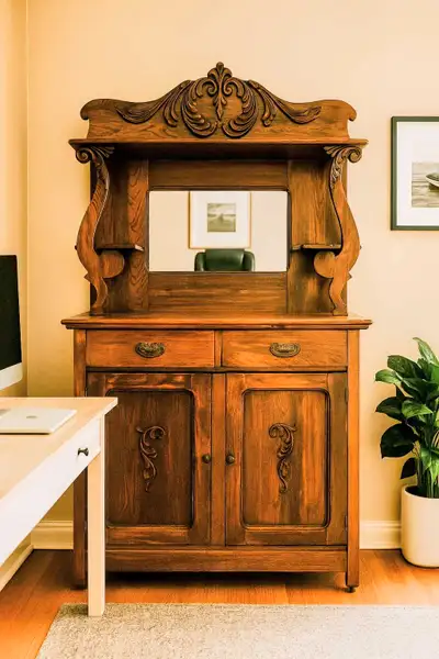 Antique, solid wood hutch, View more
