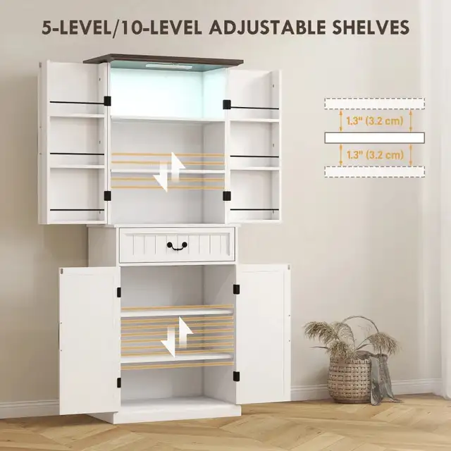 71" LED farmhouse Kitchen Pantry Cabinet in Bookcases & Shelving Units in Markham / York Region - Image 8