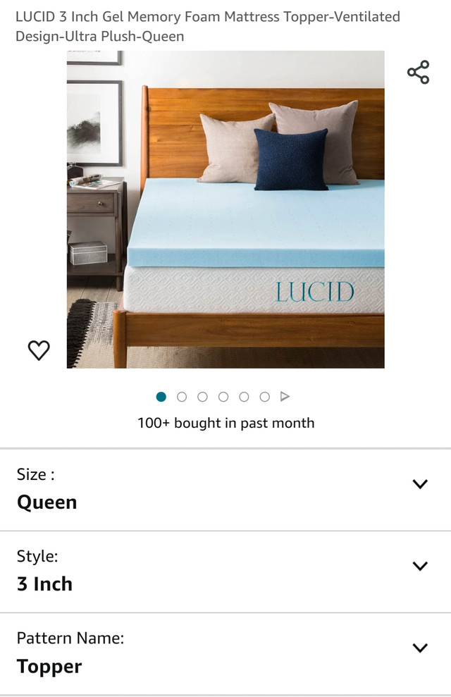 3" Queen size memory foam topper in Beds & Mattresses in Kitchener / Waterloo