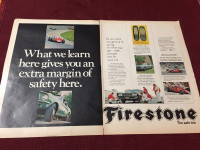 1968 Firestone Tires Double Page Original Ad