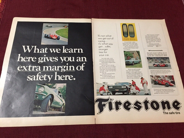 1968 Firestone Tires Double Page Original Ad in Arts & Collectibles in North Bay