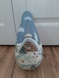 TOLL-PAINTED HANDMADE winter home decor - made from a gourd!
