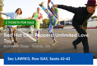 Red Hot Chili Peppers 2 tickets for lawn July 15th
