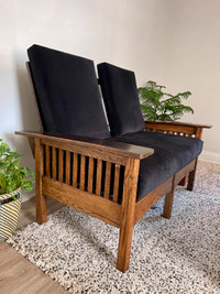 Custom-Made Mission- Style Oak Love Seat  - Beautiful!