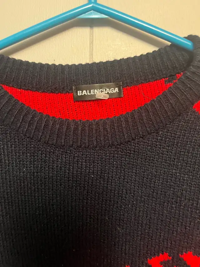 Balenciaga sweatshirt Black / Red  Knitted Wool Sweater SizeXXL.62863268504321121