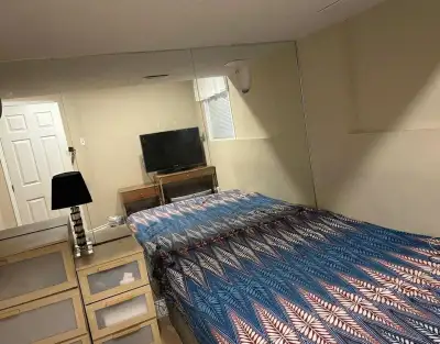 Private room is available for rent in a walkout basement. DM for price.