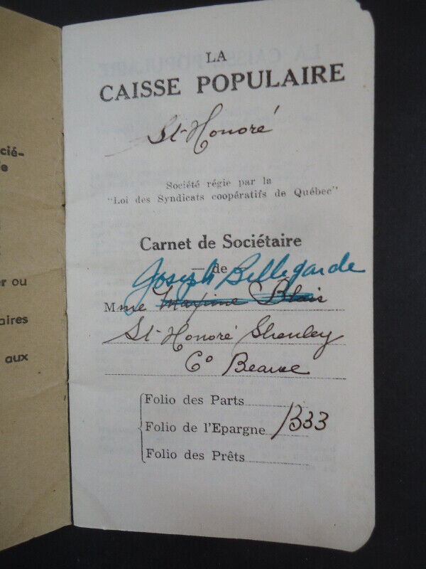 1946 Carnets Caisse Beauce St-Honoré Desjardins dans Art et objets de collection  à Ville de Québec - Image 4