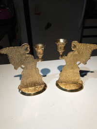 Set of 2 vintage brass candle holders.