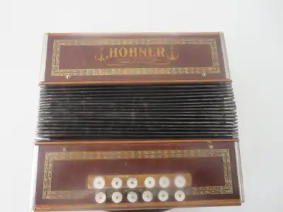 Vintage Hohner Marca Registrada 2 row Button Accordion Key of E, View more
