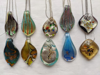 Murano Glass Pendants on Leather or Silver Chains $7 to $24
