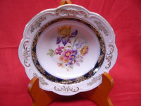 German Floral Bowl with Gold Trim