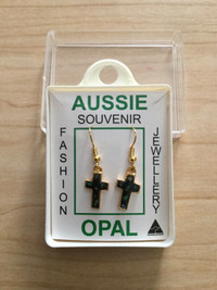 Australian OPAL CROSS  HOOK EARRINGS **  New in Box