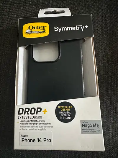 I'm selling a new Otterbox Symmetry+ series phone case for the iPhone 14 Pro, offering sleek design...