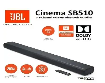 JBL Cinema SB510 200-Watt 3.1 Channel JBL Sound Bar - JBLSB510B, View more