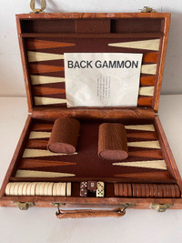 BACKGAMMON GAME, STANDARD SIZE 20 X 15 INCHES -OPEN- LEATHER LIK