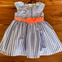 9 Months - Carters Blue & White Striped Dress With Flower
