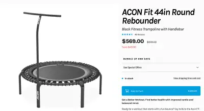 ACON Fit 44in Round Rebounder/Trampoline  w/Handle, View more