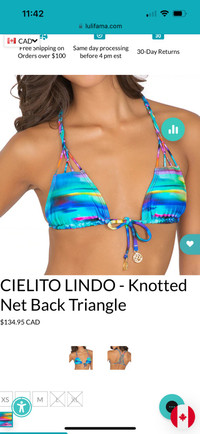 NWT Luli Fama Cielito Lindo Knotted Net Back Triangle Bikini