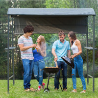 7x4.5ft Outdoor BBQ Gazebo Tent Metal Frame Garden Grill Canopy